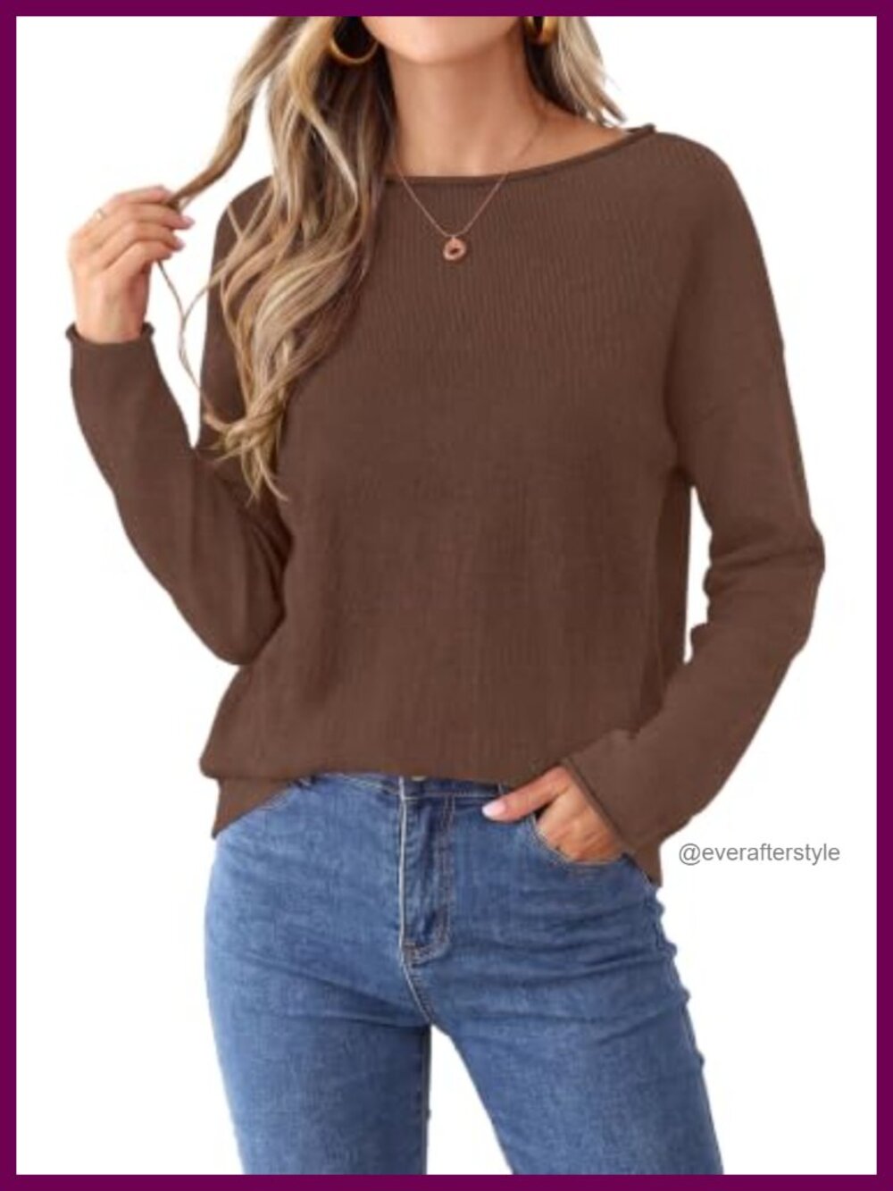 Oversized Rolled Neck Knit Sweater Boat Neck Pullover Long Sleeve